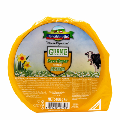 [10-463-2] Tahsildar Sliced Kashkaval Cheese (Turmeric+B. Pepper) 12/400 gr 