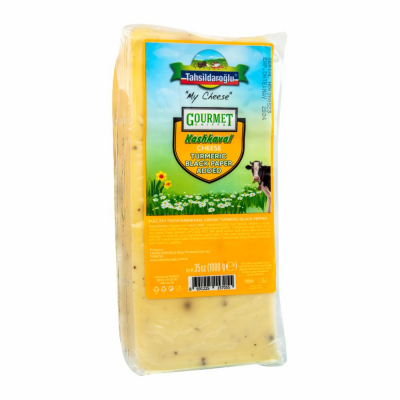 [10-470-2] Tahsildar Gour Sliced Kashkaval Cheese w/Turmeric+ B.Pepper 12/1 kg 