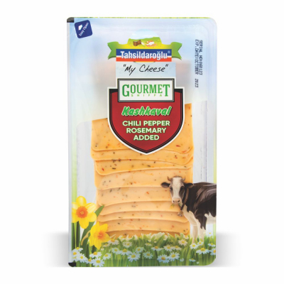 [10-476-2] Tahsildar Sliced Kashkaval Cheese (Chili Pepper+Rosemary) 12/200 gr 