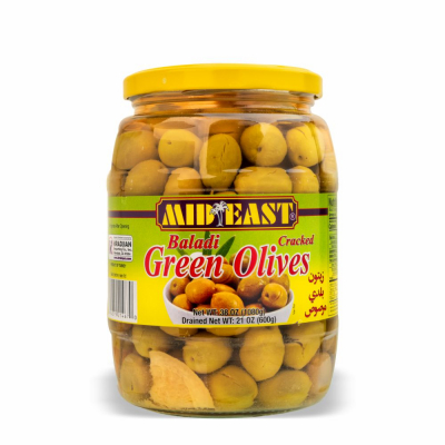 [21-467-2] ME Baladi Cracked Green Olives 12/38 oz